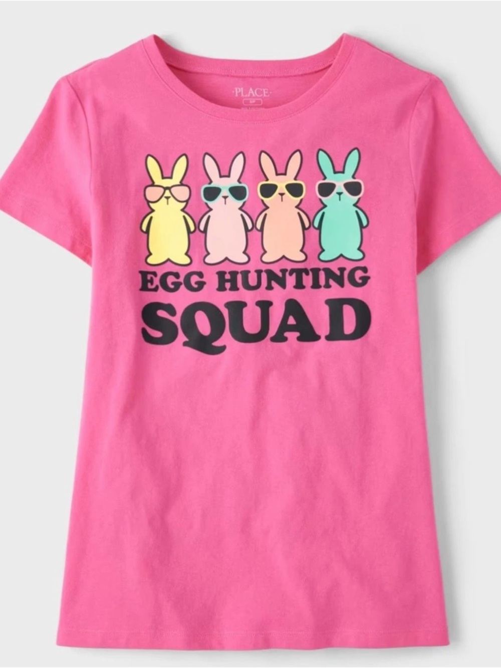 NWT Children's Place Women’s XL Pink Easter Egg Hunting Squad Short Sleeve Shirt - Picture 4 of 6